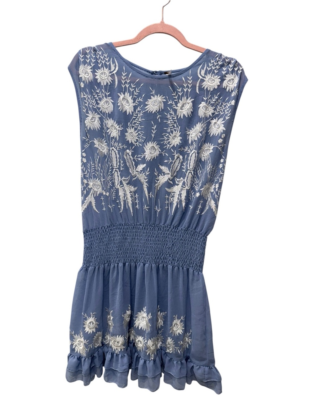 Free People Light Blue Embroidered Sheer Dress.  Size XS - Picture 2 of 9